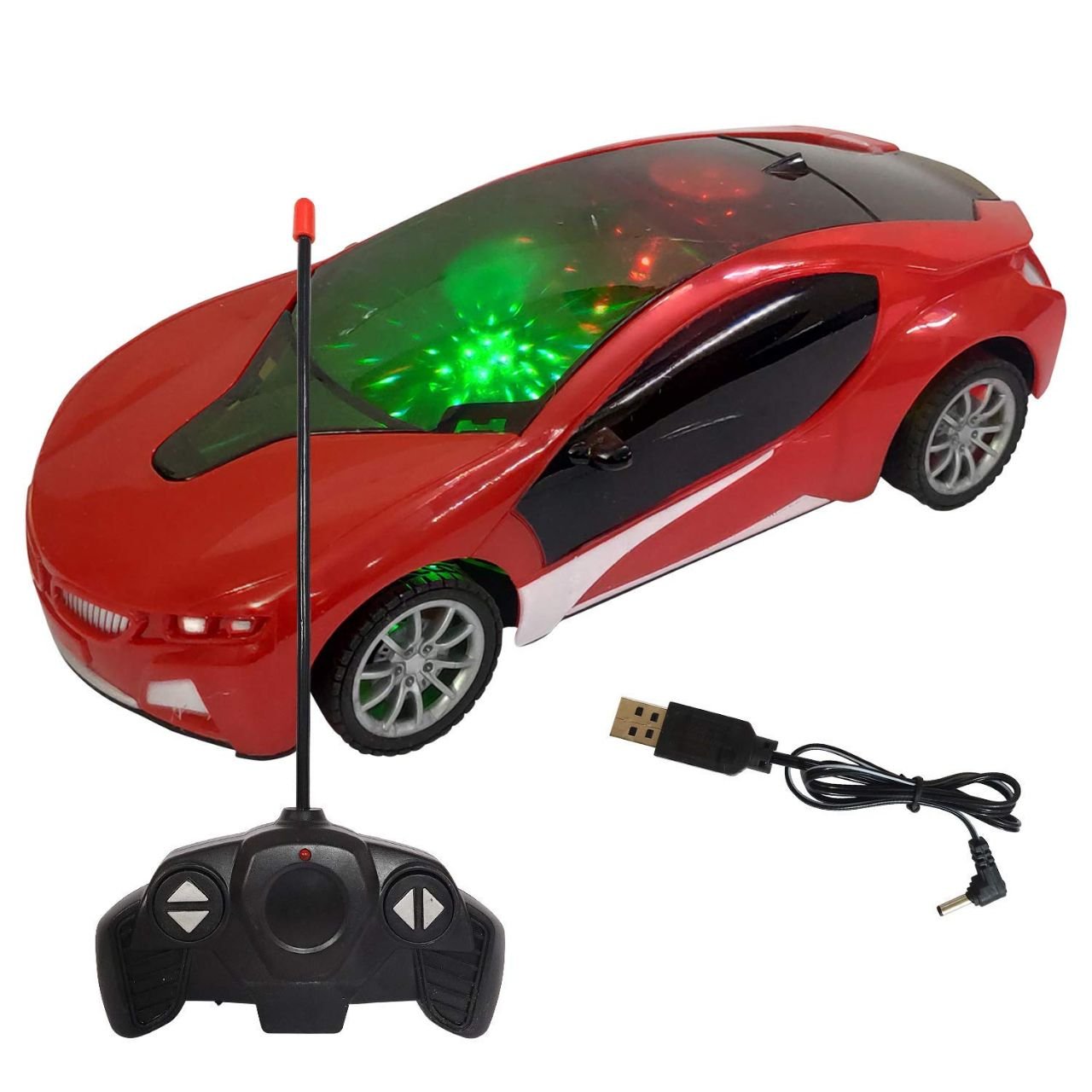 3D Lights Red Remote Control Car